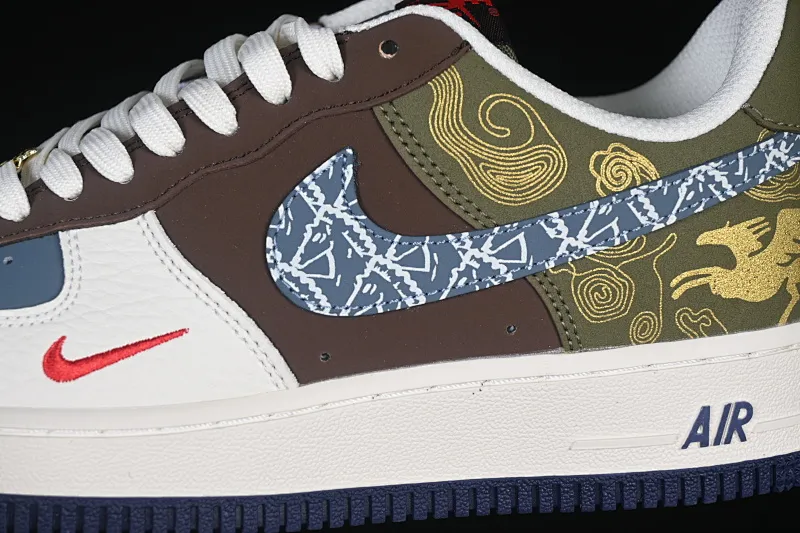 All categories Nk Air Force 1 Air Force series Nk Air Force 1 Low Air Force low-top Nike Air Force 1'07 Low Year of the Horse limited edition Green and brown woven cloud gold pattern Air Force 1 low-top casual sneakers NH0601-536